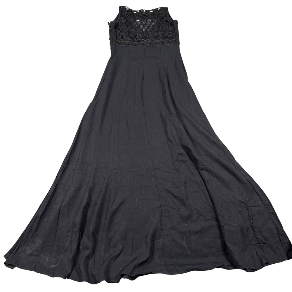 Bari Jay Vintage 90s Black Sequin Lace Maxi Dress Formal Gown Size 5-6 - Picture 4 of 11